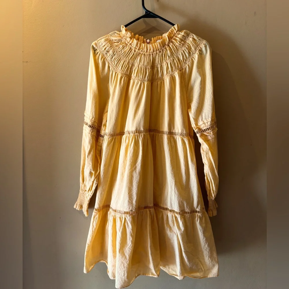 Michael Kors Orange Smocked Long Sleeve Dress Size Small